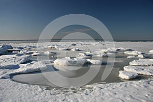 Winter landscape on the coast