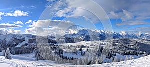 Winter landscape Dachstein West mountain range, Austria