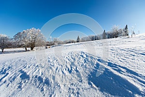 Winter landscape in dolnoslaskie, Poland