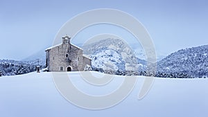 Winter landscape in the French Alps