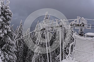 Winter landscape with fresh snow on the trees, Clabucet, Romania