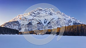 Winter Landscape Frozen Lake Rocky Mountains Banff National Park Alberta Canada