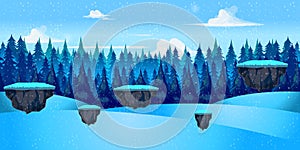 Winter landscape for game, Vector illustration