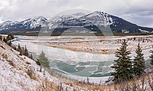 Winter landscape of the Hawk Mountain 2553 meters and Mount Co