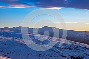 Winter landscape about Heavier Mountain, Iceland