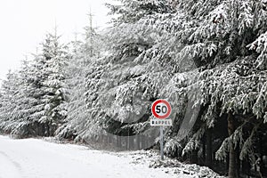 Winter landscape in the high Beaujolais in Avenas