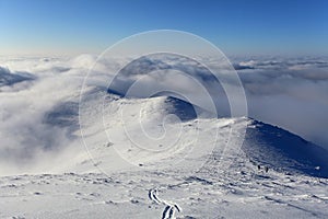 Winter landscape with high mountain in Slovakia