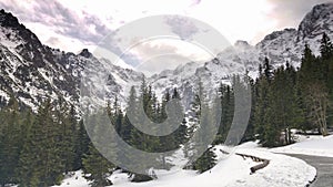 Winter landscape of the High Tatra mountains in Poland