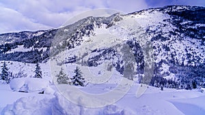 Winter Landscape at the Hope Slide in British Columbia, Canada