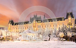 Winter landscape in Iasi at Christmas time