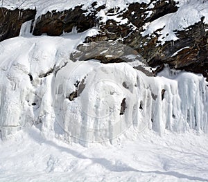 Winter landscape ice wall in Sutton mountain photo