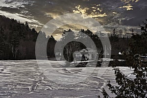 Winter landscape at Lac Twins, Val-des-Monts, Quebec