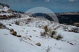 Lebanon mountain landscape in winter photo