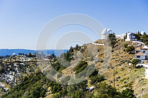 Winter landscape at Lick Observatory complex on top of Mt Hamilton, San Jose