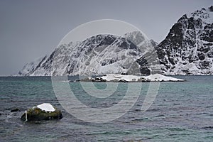 Winter landscape in Lofoten Archipelago