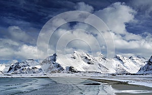 Winter landscape in Lofoten Archipelago