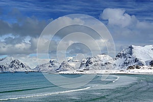 Winter landscape in Lofoten Archipelago