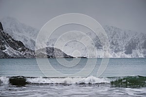 Winter landscape in Lofoten Archipelago.