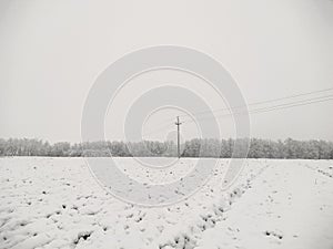 Winter landscape in Maramures county, Romania