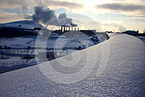 Winter landscape in a megacity.