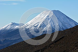 Winter landscape of Mount Ngauruhoe and Mount Tongariro