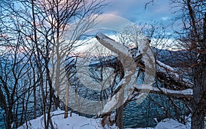 Winter Landscape With Mountain View