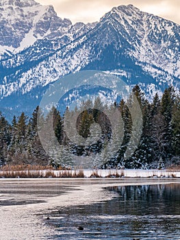 Winter landscape with mountains