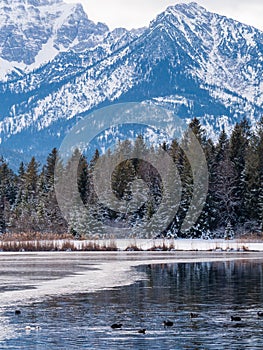 Winter landscape with mountains