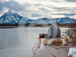 Winter landscape with mountains