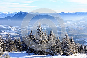 Winter landscape in mountains