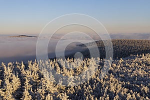 Winter landscape near Velka Destna, Orlicke mountains, Eastern Bohemia, Czech Republic