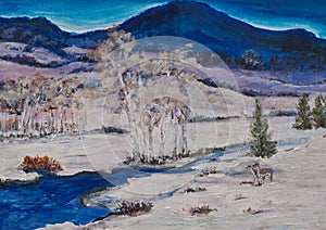 Winter landscape, original painting.