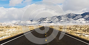 Winter Landscape Panoramic Great Basin Central Nevada Highway