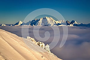 Winter landscape in Polish mountains.