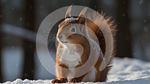 winter landscape squirrel close-up