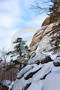 Winter landscape in reserve Stolby Nature Sanctuary