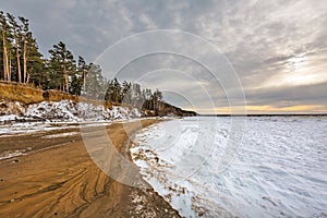Winter landscape with a river. Western Siberia