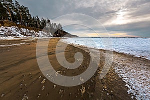 Winter landscape with a river. Western Siberia