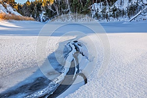 Winter landscape with a river. Western Siberia