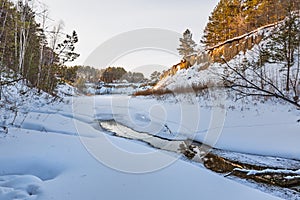 Winter landscape with a river. Western Siberia