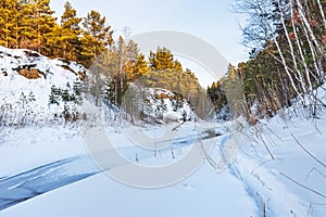 Winter landscape with a river. Western Siberia