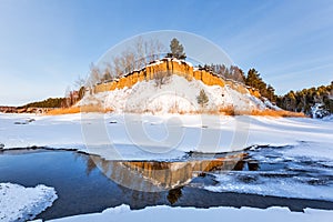 Winter landscape with a river. Western Siberia