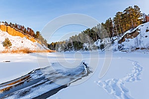 Winter landscape with a river. Western Siberia