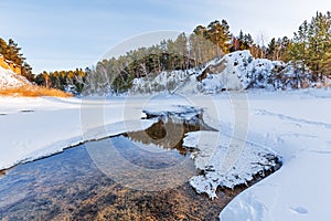 Winter landscape with a river. Western Siberia