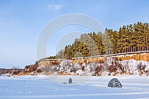 Winter landscape with a river. Western Siberia