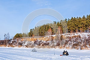 Winter landscape with a river. Western Siberia