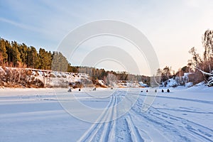 Winter landscape with a river. Western Siberia