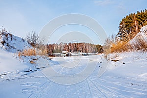 Winter landscape with a river. Western Siberia