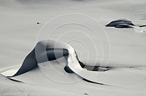 Winter Landscape at San Pellegrino pass, Dolomites, Italy.