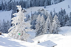 Winter landscape scene in a ski resort in Austria